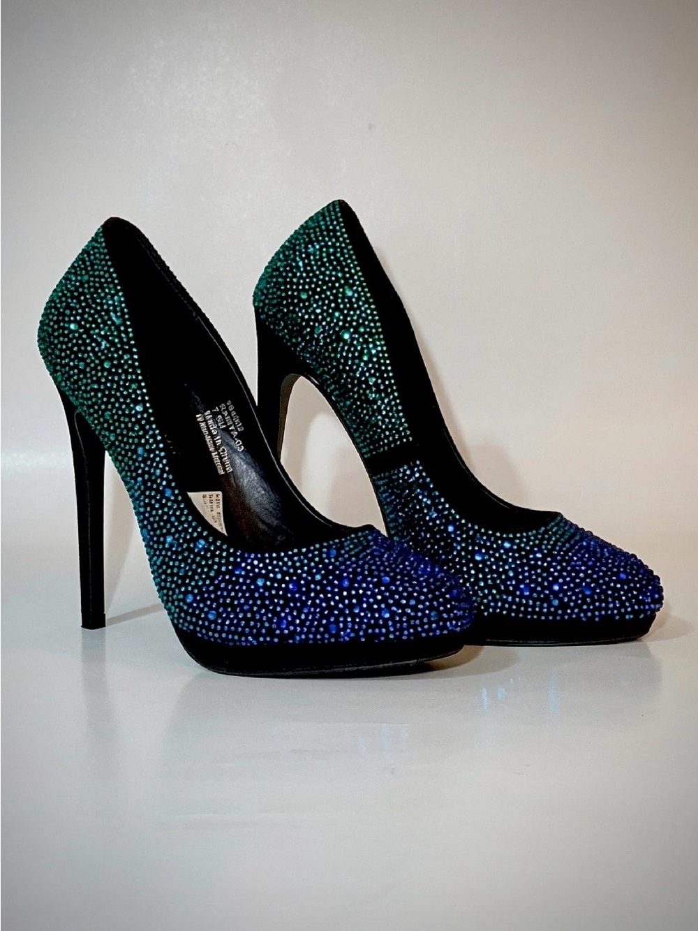 Kate Preston Teal & Blue Crystal High Heel Pumps